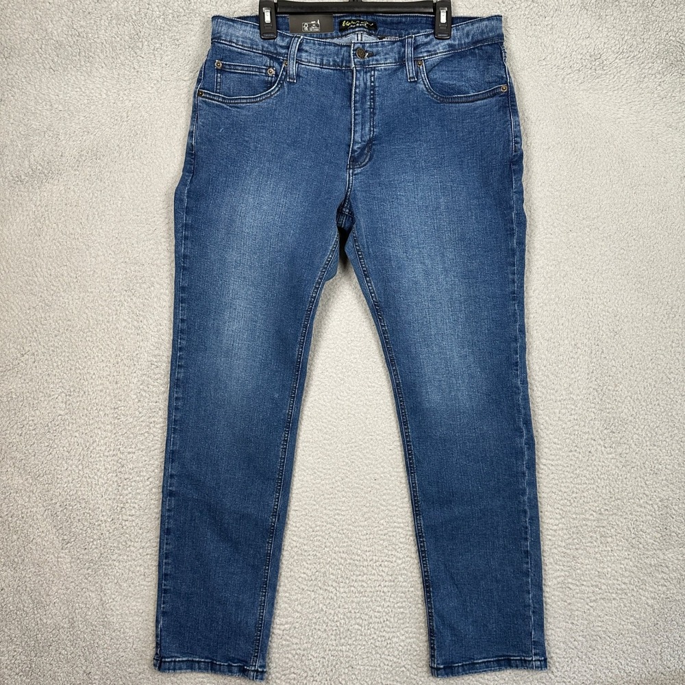 NEW Urban Star Jeans Mens 36X32 Stretch Slim Fit Blue Straight Leg Denim Pants
